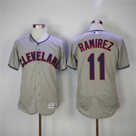 Men Cleveland Indians #11 Jose Ramirez Grey Elite MLB Jerseys->youth mlb jersey->Youth Jersey